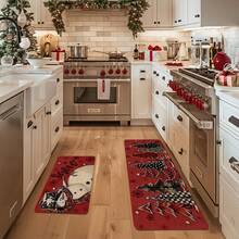 1/2/3 buah Keset Lantai Dapur Tebal 0,47 inci/1,2 cm Motif Pohon Natal & Manusia Salju - Anti Selip, Karpet Tahan Minyak untuk Dapur, Ruang Tamu, Ruang Cuci, Kamar Mandi - Tahan Noda, Tahan Air, Cocok Sebagai Keset Pintu, Dekorasi Ruangan, Mudah Dibersihkan, Anti Lelah - MultiWarna - View 14