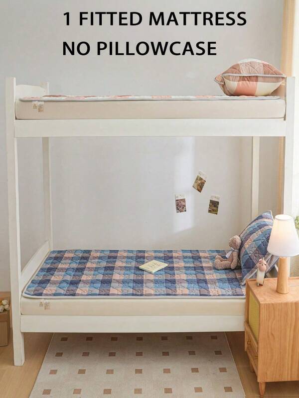 1 conjunto de protetor de colchão acolchoado + linda embalagem de tecido não tecido, adequado para colchões finos, macio, respirável, confortável, design xadrez, cor sólida (fronha não incluída) - fácil de limpar, lavável à máquina, adequado para dormitórios, hotéis, hospitais, casas de repouso, uso doméstico,