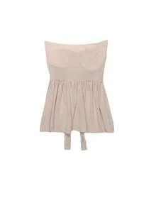 Loose Relaxed Pink Solid Strapless Backless Camisole - Pink - View 3