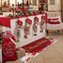 1/2/3 Pcs Thickened 0.47 Inch/1.2 Cm Buffalo Plaid Christmas Red Kitchen Floor Mat, Christmas Tree Winter Floor Mat, Machine Washable Polyester Carpet, Suitable For Holiday Party Decoration - Multicolor - View 12