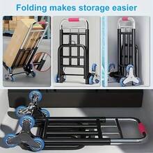 330 LB Heavy Duty Folding Trolley, Trolley Heavy Duty With Rope, Ergonomic Handle And 360° Rotary Wheel(6 Wheels), 28mm Diameter, Telescopic, For Stairs Use | For Weight Lifting, Material Transportation, Sturdy Construction - màu đen - Xem 7
