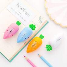 1pc/4pcs Carrot Shaped Single Hole Pencil Sharpener, Cute Carrot Design Manual Pencil Sharpener, Random Color And Style, Cartoon Style Handheld Pencil Sharpener, Suitable For School And Office Use, For Pencils And Cosmetic Pencils, Compact Pencil Sharpener For Students, Desktop Decor Portable Pencil Trimmer, Children's Learning Supplies Prize, Favorite Reward Gift For Boys, Girls, School Supplies