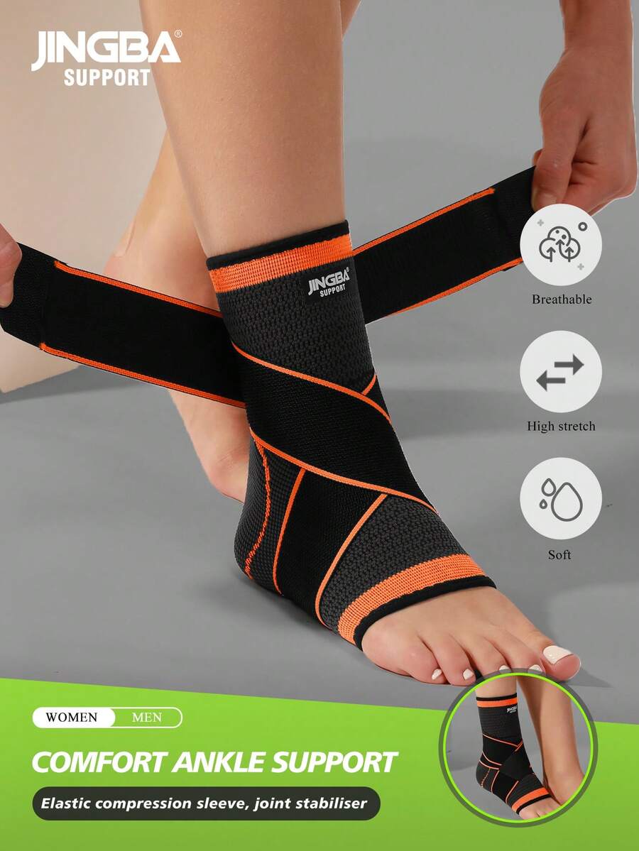 JINGBA SUPPORT 1 pieza Manguito elástico de punto unisex - Ligero y transpirable, con soporte de compresión, apto para deportes y uso diario - Naranja - Ver 1