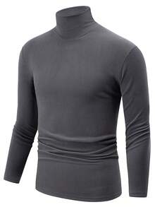 3pcs High Neck Long Sleeve T-Shirts For Men, Reversible Fleece Fabric, Warm Casual Thermal Undershirt, Autumn/Winter