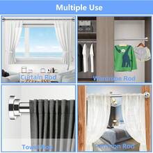 MCSWKEY Barra de Cortina Baño, Barra de Cortina de Ducha Extensible 60-100cm, 304 Acero Inoxidable de Antideslizante, Barra Telescópica Sin Taladrar, Extensible Varilla de Cortinas para Armario, Baño - 1 - Ver 7