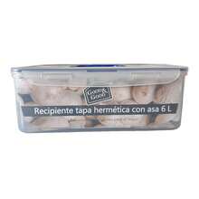 Recipiente Hermético con Asa y Tapa 6 L | Contenedor Plástico con Cierre Hermético para Almacenar Alimentos - Transparente - Ver 4