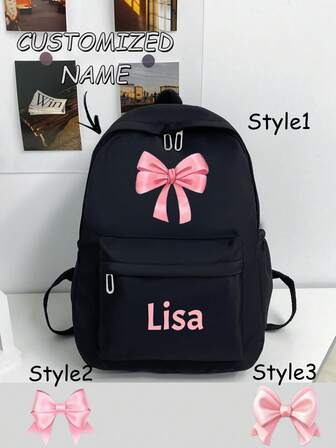 Customized Backpacks, Perfect For Students Or Everyday Use; Stylish And Versatile, Made Of Durable Nylon; Can Be Personalized With Names Or Holiday Messages; Suitable For Both Boy And Girl; Elegant And Simple Design, Soft And Comfortable; And Colorful; Cute And Charming; Ideal For Casual Wear; A Unique And Personalized Gift For Family And Friends.