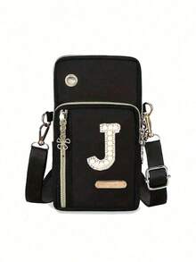 Women's Phone Pouch, Fashionable Pearl Rhinestone Monogram Design, A-Z Letter, Mini Crossbody Bag, Vertical Women's Coin Purse, Sports Armband/Running Wristband, Mini Casual Crossbody Phone Pouch With Earphone Hole, Suitable For Professionals, College Students, Work, Business, Commute, Office, Anniversary, Gift For Lover, Birthday, Valentine's Day, Christmas, Thanksgiving - Multicolor - View 26