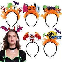 1 Set Halloween Glow Headband - Women's Costume Accessories, Fluorescent Headband And Pumpkin Bat Headpiece - Perfect Party Decor For Singles Night And Family Gatherings (No Power Required)