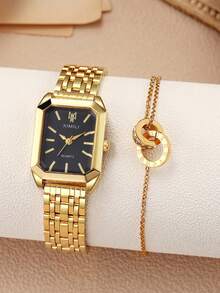 2pcs/Set Minimalist Design Women's Quartz Watch With Steel Band, Suitable For Daily Matching, Birthday, Anniversary, Halloween, And Other Holiday Gifts, No Gift Box - Multicolor - View 11