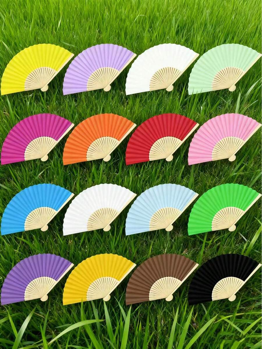 (There Are Minor Defects In The Production Process, But It Will Not Affect The Finished Product) 1PC/2pcs/9pcs/10pcs Colorful Paper Fans, Foldable Fans For Wedding Guests, An Ideal Fashion Accessory And Gift (The Front Of The Fan Is Intact, But The Back May Inevitably Have Some Staining, Please Order Carefully If You Mind)
