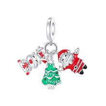 Silver Plated Charms Red Love Magic Poker Christmas Snowflake Rose Gold Coffee Cup Santa Claus Cane Christmas Sled Gloves Christmas Tree Strawberry Christmas House Red Bell Christmas Biscuits Christmas Series Charm Fit Original Bracelet Charm Beads Necklace Diy Female Jewelry