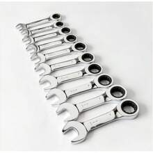 Dual-Direction Mini Ratchet Wrench, Polished Mirror Finish, Multi-Function Compact Wrench With Small Open-End - Silver - View 1