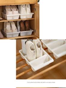 [Hot Selling] 3-Tier Space-Saving Shoe Rack - Dust-Proof Plastic Storage Rack For Slippers And Shoes, Multi-Functional Home Storage Solution, Space-Saving Household Shoe Rack, Drawer-Style Plastic No-Assembly Shoe Rack, Magical Slipper Storage Rack. - Multicolor - View 3