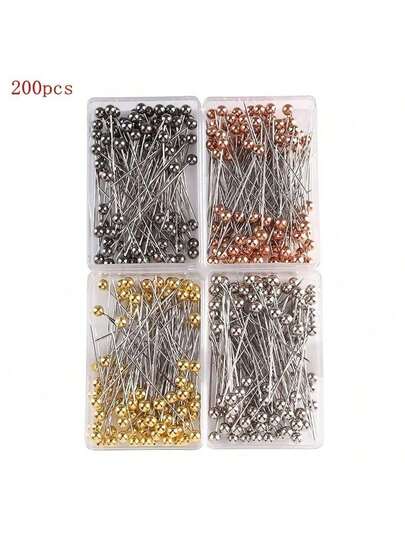 100/200/260pcs Stainless Steel Pins, Straight Pins, Faux PearlNeedles, Fixed Sewing Pins For Dressmaker, Jewelry DIY,Household Items,Fourth Of July,4th Of July Decor,Stitchmother Day Gift,Household Items,Sewing,