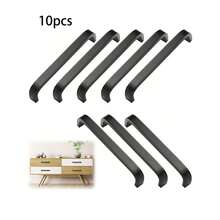10pcs Arch Style Polished Metal Handles, Solid Aluminum Alloy Cabinet Door Drawer Pulls, Modern Simple Black Metal Finish For Furniture Hardware - Black - View 1
