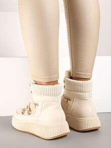 Soft Cozy Winter Boots For Women - Casual - Beige - View 4