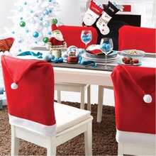 4/6pcs Christmas Chair Covers, 23.6*20 Inches, Removable And Washable Dinner Chair Covers, Suitable For Christmas Dining Table, Restaurant, Kitchen, Living Room Home Decor, Christmas Decorations, Christmas Hats, Christmas Gifts, Christmas Decor Accessories