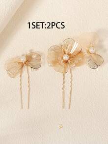 2pcs/Set Elegant Butterfly Shaped Hair Clips, Bridal Wedding Hair Accessories