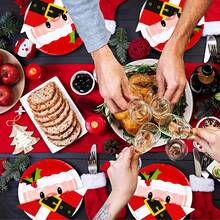 40/20/10 piezas Platos de papel navideños, platos de cena de 7/9 pulgadas con patrón de Papá Noel, vajilla para fiesta de Navidad, papel delgado impreso con cinturón navideño, platos y decoraciones de mesa navideños, suministros para fiestas festivas, vajilla navideña linda, adecuada para bodas, cenas de Navidad, fiestas, cumpleaños, picnics, barbacoas, Navidad, cocina, accesorios de cocina Navidad, decoraciones navideñas, pijamas navideños, regalos de Navidad, decoración navideña