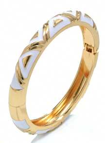 1 pieza Brazalete estilo vintage chapado en oro con esmalte, brazalete dorado, accesorio de joyería para mujeres y niñas, adecuado para la Gala Met, festivales de música, fiestas de lujo, regalo de coleccionista de lujo