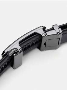 WilliamPOLO Genuine Leather Belt For Men, Casual Waist Belt, 3.5cm Width, Adjustable Automatic Buckle, Can Be Trimmed To Fit