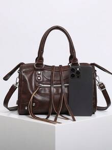 1个女士摩托车造型枕形包，时尚便携粉色单肩斜挎包，2025新款上市，除臭说明：放置于通风处1-3天以散去材质气味。 - 咖啡 - 查看 10