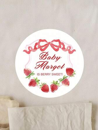 240Pcs New Personalized Creative Strawberry Custom Stickers, Berry Sweet Baby Labels, Custom Round Stickers, Suitable For Room Decor, Bathroom Decor, Halloween Decor, Kitchen Decor, Children's Birthday Decorations, Party Decorations, Creative Customized Products