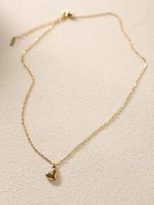 1pc 40+5cm 18K Gold Plated Heart Necklace Gold/Silver Wedding Jewelry Dainty Love Pendant Necklaces For Women Valentine's Day Gift - Heart - View 8