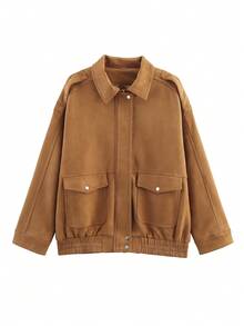 Fall Winter Bomber Jackets Women Outerwears Suede Jacket Women Streetwear Holiday Women Coats Zipper New Coats