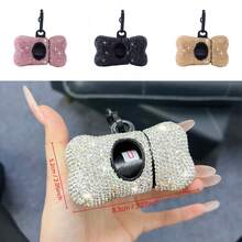 1pc Luxury Rhinestone Studded Pet Poop Bag Holder, Creative Diamond Encrusted Dog Bone Shaped, Reptile-Friendly Plastic Poop Scoop Set, Pet Waste Cleanup Accessory, Essential For Pet Travel, Birthday Party Holiday Gift, Decorative Artwork, Halloween, Thanksgiving, Christmas