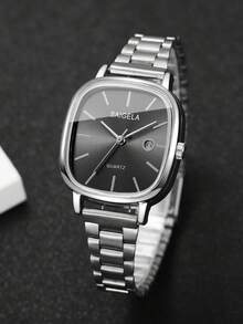 2pcs/Set Fashionable Couple Minimalist Dial Calendar Quartz Wrist Watches, Classic Stylish - Silver - View 6