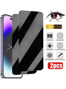 2 件全覆盖隐私保护屏幕保护膜适用于 11/12/13/14/15/16/17 PRO MAX/14 Plus/XS/X/XR 钢化玻璃隐私保护膜适用于 15 Plus