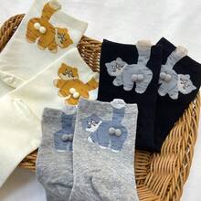 Nuevos calcetines de media caña hechos a mano en 3D con diseño de gato y huevo, calcetines divertidos y originales de animales para hombres y mujeres