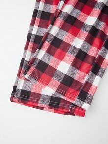 Family Matching Christmas Pajama Set, Christmas Tree Letter Print Long Sleeve Tops And Plaid Pants Holiday Sleepwear Outfits