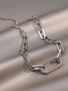 1pc Elegant Zirconia Hollow Square Design Bracelet, Chic & Luxurious Accessory For Women, Suitable For Daily Wear And Formal Occasions