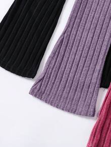 Tween Girl 3pcs/Set Solid Color Leggings & Flared Pants, Autumn/Winter - Multicolor - View 6