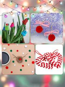 300 piezas - Pompones de Navidad en rojo, verde y blanco, bolas esponjosas pequeñas para manualidades y decoraciones de fiesta, materiales de decoración navideña DIY, suministros para manualidades, regalos navideños adecuados para árboles de Navidad, decoraciones de tarjetas de felicitación, relleno de jarrones (tres colores)