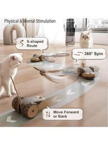 360°三合一旋转USB充电智能羽毛电子狩猎宠物玩具 - 彩色 - 查看 4