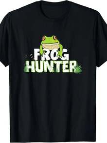 Frog Hunting Tshirt Frog Shirt Frog Lover T-Shirt Camisetas - Black 1 - View 1