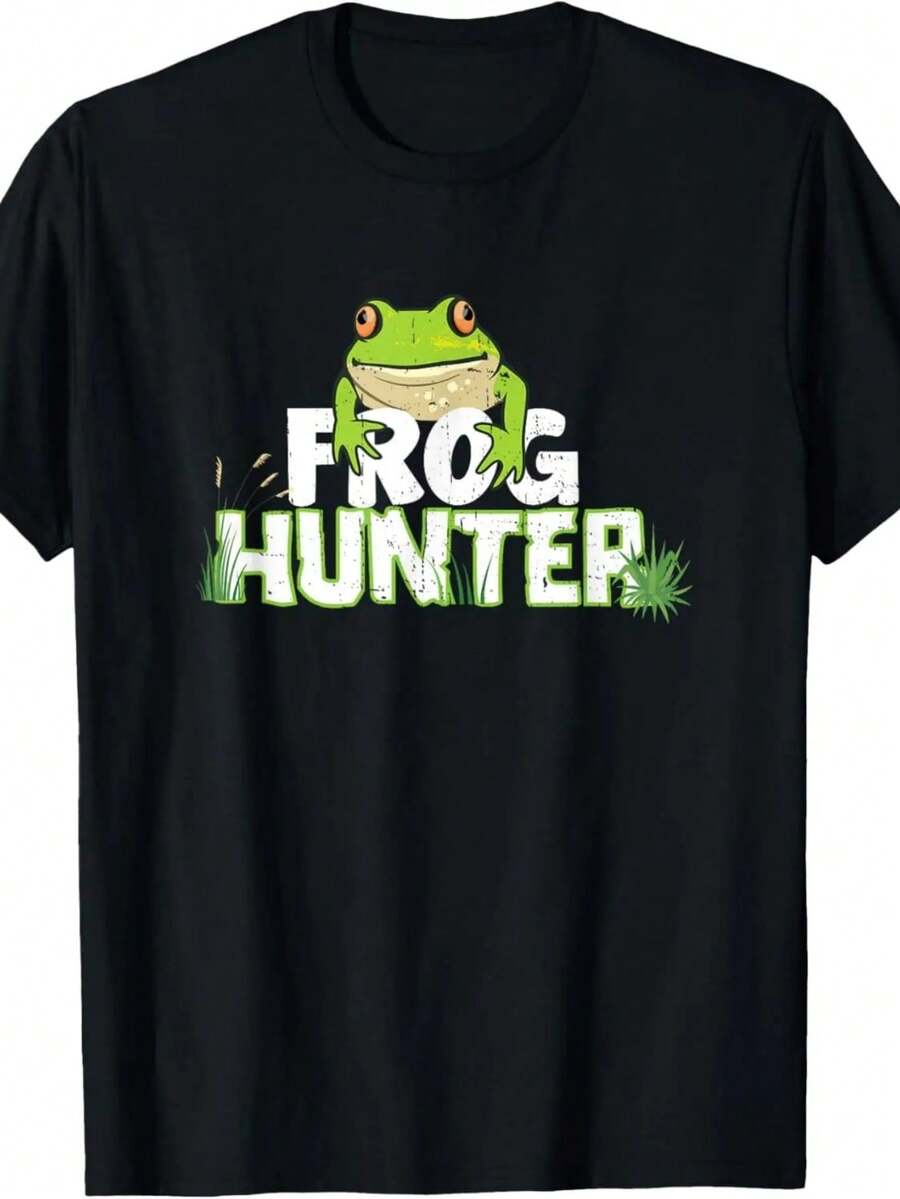Frog Hunting Tshirt Frog Shirt Frog Lover T-Shirt Camisetas - Black 1 - View 1