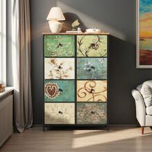 Caluself Cassettiera con 5/7/8/9 cassetti in tessuto, mobiletto portaoggetti, credenza con cassetti in tessuto, cassettiera per cucina, ufficio, corridoio, mobile TV con cassetti in tessuto, con robusta struttura in acciaio, stile bohémien - Blu - Visualizzare 1