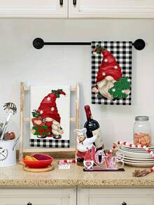 1/2pcs Christmas Gnome Kitchen Towels - Soft, Absorbent Microfiber Dish & Hand Towels For Holiday Decor, Machine Washable, Christmas Kitchen Towels, 15.7x23.6inch , Perfect For Holiday Home Decor