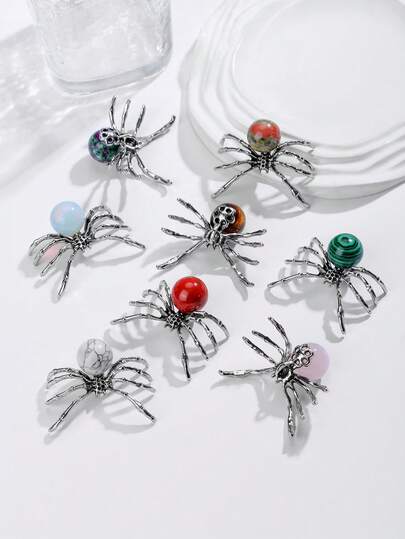 1 pieza, Decoración de araña de bola de cristal natural, artesanía de cristal, decoración de araña personalizada para Halloween, adorno de mesa creativo, adecuado para decoración de Halloween, ¡ilumina tu maravillosa fiesta de Halloween!