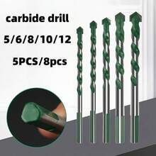 5pcs/8pcs Tungsten Carbide Drill Bits, Multi-Purpose Masonry, Concrete, Wall, Iron, Glass, Ceramic, Wood Drill Bits For Power Drill