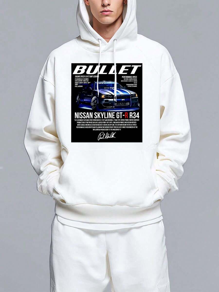Autumn and winter Hooded Sweatshirt  Shirt , Suki Hooded , Skyline GT-R34 Unisex Shirt Menswear Top - Blanc - Voir 1