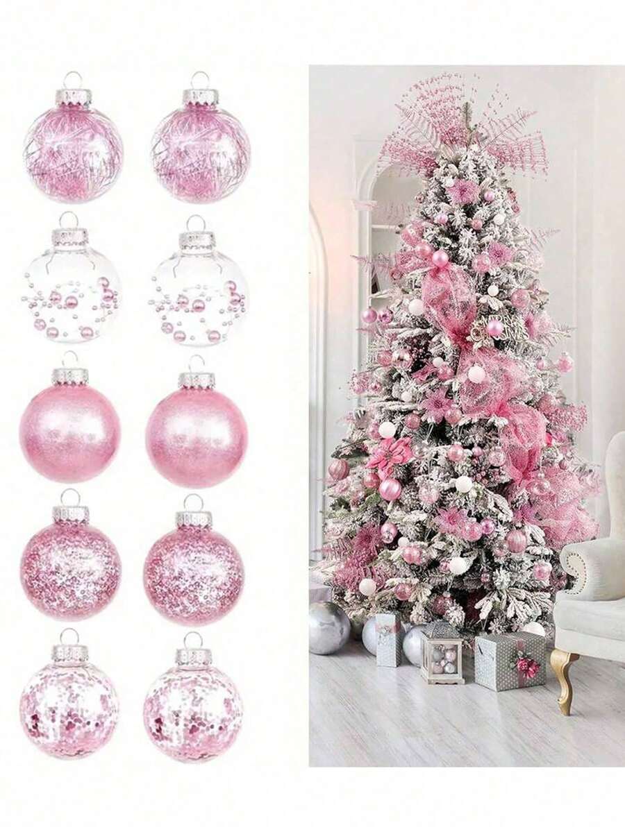 30PCS Pink Christmas Ornaments Sets 2.75" Christmas Ball Ornaments Christmas Tree Ornaments Shatterproof Xmas Balls Bulbs For Holiday Wedding Party Christmas Tree Decoration - 彩色 - 查看 1