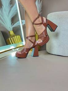 Women's Elegant Napa Platform Sandal - 駝色 - 查看 4