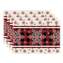 1/4/6 buc Covorașe de Crăciun, Covorașe cu imprimeu floral și plante în carouri, Covorașe de masă decorative antiderapante și termoizolante, Covorașe de masă pentru decorațiuni de petreceri, restaurante, bucătărie, Covorașe rafinate pentru cadouri de Crăciun