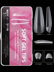 550Pcs Full Cover Press On Nail Tips Coffin French False Fake Soak Off Gel Nail Extension Tips Capsule DIY Nail Supplies For Women Girls